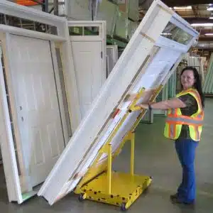 Scoop dolly with pre-hung door loaded