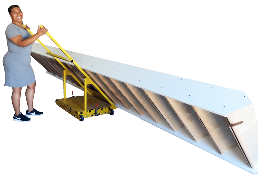 A staircase loaded onto an older version of the Scoop Dolly A staircase loaded onto an older version of the Scoop Dolly