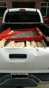 truck full of shelving wood