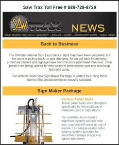 Saw Trax May 2020 Newsletter