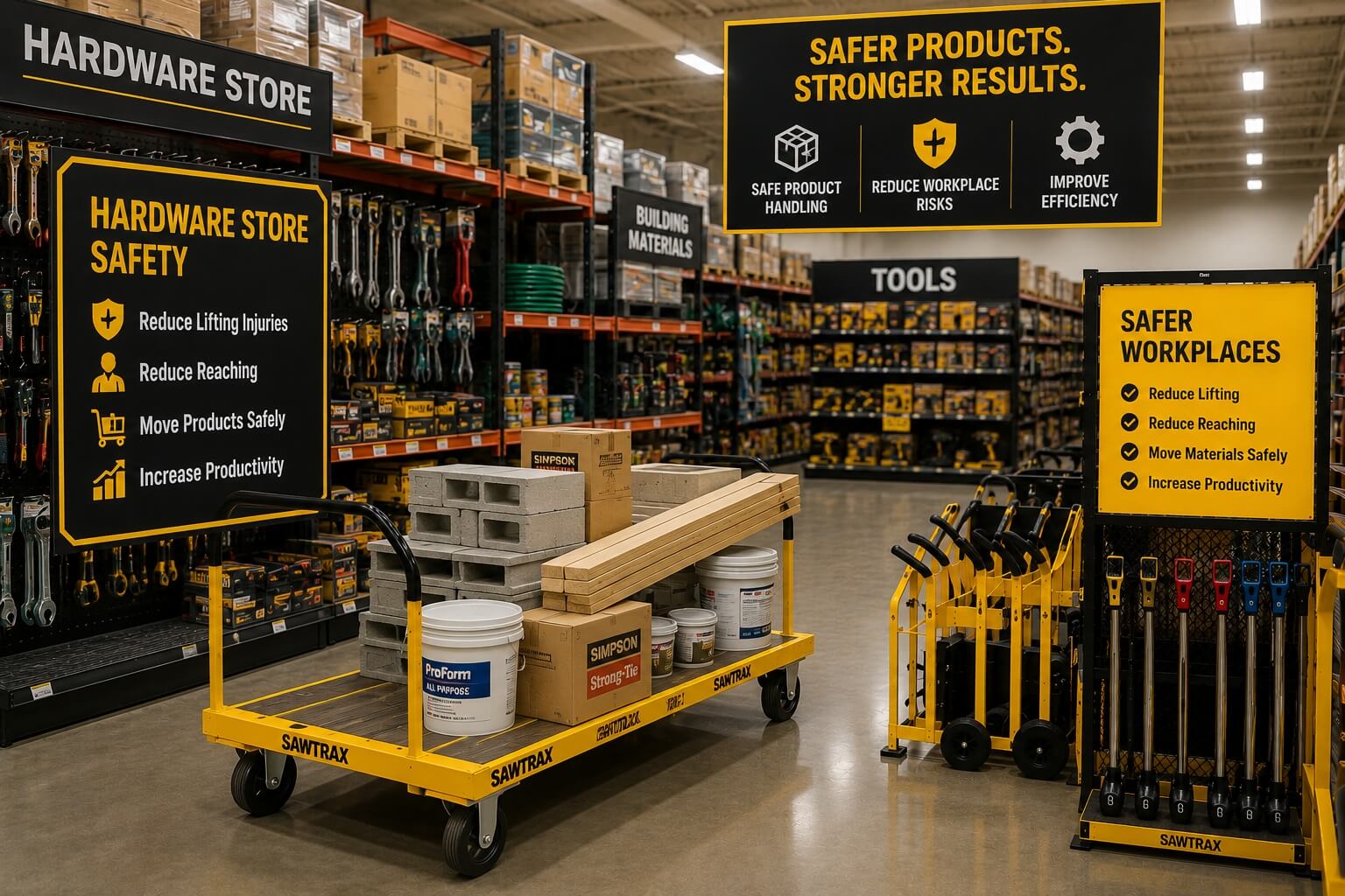 Hardware Store Safety Solutions Hardware store workplace safety and product handling solutions by Saw Trax